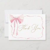 ピンクボウベビーシャワーガールサンキューカード サンキューカード (正面)