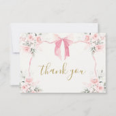 ピンクボウベビーシャワーガールサンキューカード サンキューカード (正面)