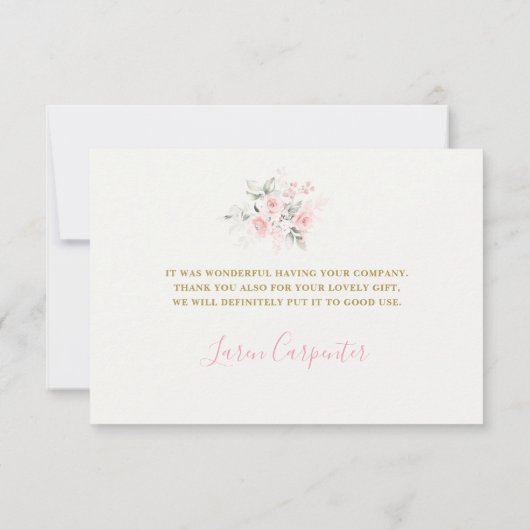 ピンクボウベビーシャワーガールサンキューカード サンキューカード (裏面)