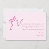 ピンクボウベビーシャワーサンキューカード サンキューカード (裏面)