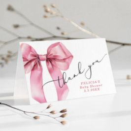 ピンクボウベビーシャワーサンキューカード サンキューカード