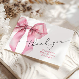 ピンクボウベビーシャワーサンキューカード サンキューカード
