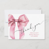 ピンクボウベビーシャワーサンキューカード サンキューカード (正面)