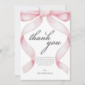 ピンクボウベビーシャワーサンキューカード サンキューカード (正面)