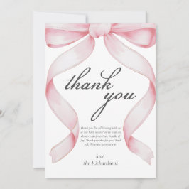ピンクボウベビーシャワーサンキューカード サンキューカード