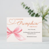 ピンクボウベビーシャワーサンキューカード | 女エレガントの子 サンキューカード (スタンド正面)