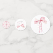 ピンクボウベビーシャワーテーブル紙吹雪コケット赤面 コンフェッティ (正面)