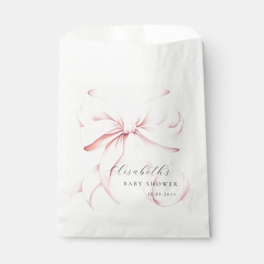 ピンクボウベビーシャワーフェイバーバッグ フェイバーバッグ (正面)