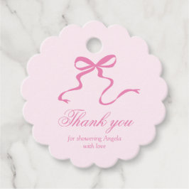 ピンクボウベビーシャワーメッセージカード フェイバータグ