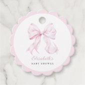 ピンクボウベビーシャワーメッセージカード フェイバータグ (正面)