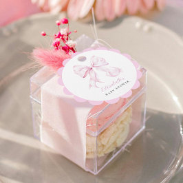 ピンクボウベビーシャワーメッセージカード フェイバータグ