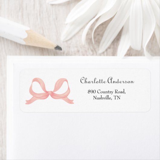 ピンクボウベビーシャワー差出人住所 ラベル (インサイチュ)