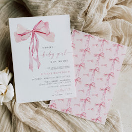 ピンクボウベビーシャワー招待状ガールコケット 招待状