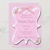 ピンクボウベビーシャワー招待状2 招待状 (正面/裏面)