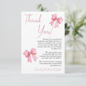 ピンクボウベビーシャワー招待状 サンキューカード (スタンド正面)