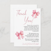 ピンクボウベビーシャワー招待状 サンキューカード (正面/裏面)