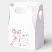 ピンクボウベビーシャワー招待状、ピンクコケット フェイバーボックス (オープン)