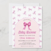 ピンクボウベビーシャワー招待状 招待状 (正面)