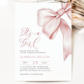 ピンクボウベビーシャワー招待状 招待状
