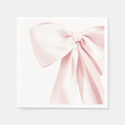 ピンクボウベビーシャワー紙ナプキンス スタンダードカクテルナプキン (正面)