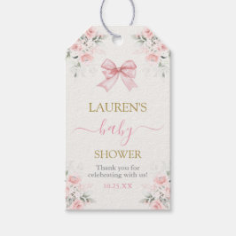 ピンクボウベビーベイビーシャワーガールギフトラベル ギフトタグ