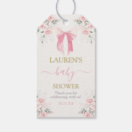 ピンクボウベビーベイビーシャワーガールギフトラベル ギフトタグ