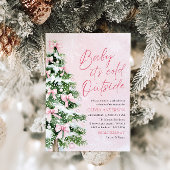 ピンクボウベビーベビーシャワー外は寒い 招待状