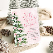 ピンクボウベビーベビーシャワー外は寒い 招待状