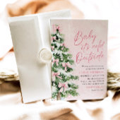 ピンクボウベビーベビーシャワー外は寒い 招待状