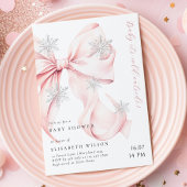 ピンクボウベビーベビーシャワー外は寒い 招待状