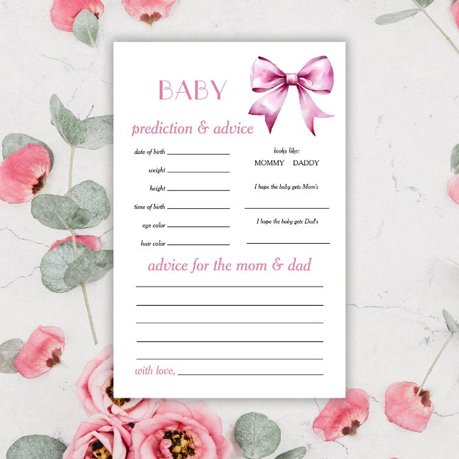 ピンクボウベビー予測及びアドバイスゲームカード (クリエイターアップロード済み)