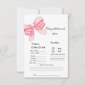 ピンクボウベビー予測赤ちゃんシャワーゲームカード 招待状 (正面)