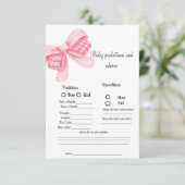 ピンクボウベビー予測赤ちゃんシャワーゲームカード 招待状 (スタンド正面)