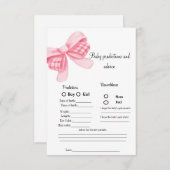 ピンクボウベビー予測赤ちゃんシャワーゲームカード 招待状 (正面/裏面)