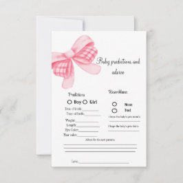 ピンクボウベビー予測赤ちゃんシャワーゲームカード 招待状