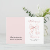 ピンクボウベビー命名式 サンキューカード (スタンド正面)