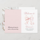 ピンクボウベビー命名式 サンキューカード (正面/裏面)