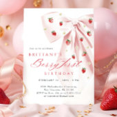 ピンクボウベリーファースト誕生日 招待状