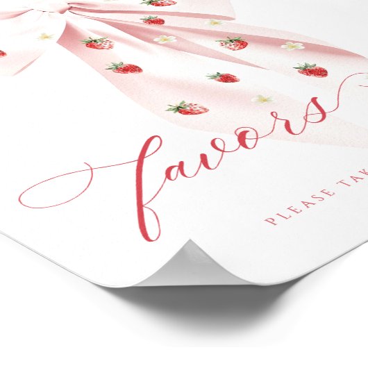 ピンクボウベリー甘い赤ちゃんシャワーがテーブルの看板を好む ポスター (角)