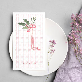 ピンクボウホリーベリークリスマスゲストタオル