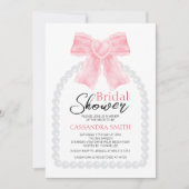 ピンクボウホワイトパールアーチブライダルシャワー 招待状 (正面)