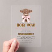 ピンクボウホーリーカウウェスタン女性のカーボーイブライダルシャワー アクリル招待状 (インサイチュ (ポータブル))