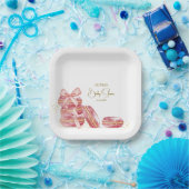 ピンクボウボンジュールベベフランスのーマカロンベビーシャワー ペーパープレート (パーティー)