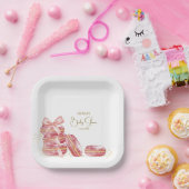 ピンクボウボンジュールベベフランスのーマカロンベビーシャワー ペーパープレート (パーティー)