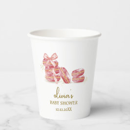 ピンクボウボンジュールベベフランスのーマカロンベビーシャワー 紙コップ