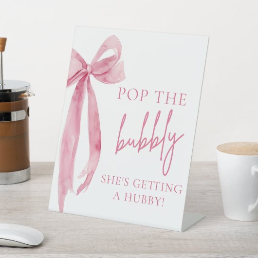 ピンクボウポップ・アートの彼女がハビーのサインを得ている泡立つ 台座サイン (インサイチュ)