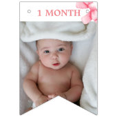 ピンクボウマイルストーンバナー， 12か月，誕生日 バンティングフラッグ (第3の旗)