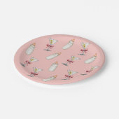 ピンクボウマルチニスベビーボトルベビーシャワー ペーパープレート (アングル)