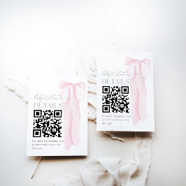 ピンクボウミニマリストガールベビーシャワー詳細 エンクロージャーカード