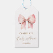 ピンクボウミニマリストガールベビーシャワー ギフトタグ (正面)